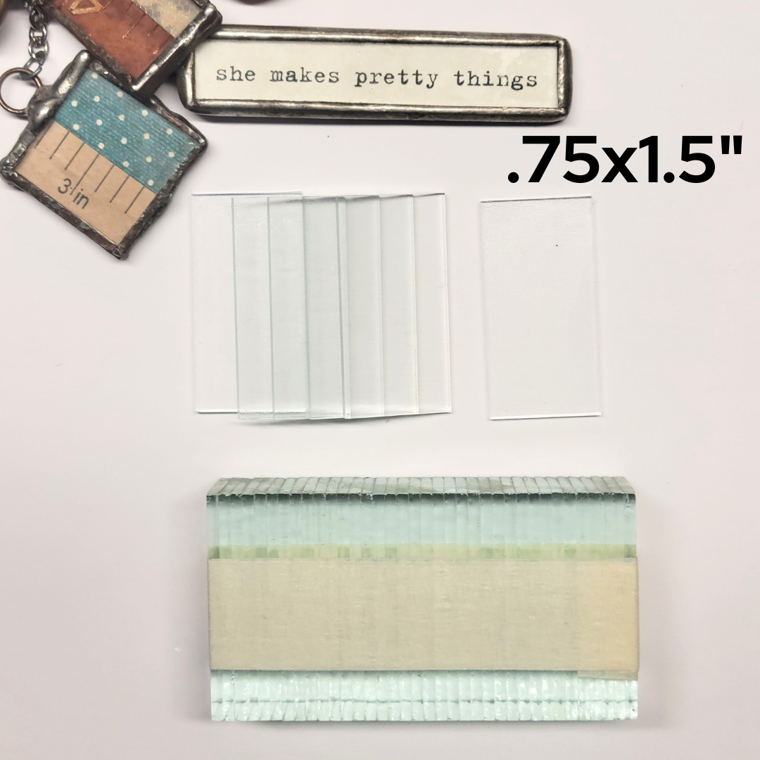 3/4"x 1 1/2" Rectangles Clear Flat Glass (.75 x 1.5 inch) | 10/30/100 Packs