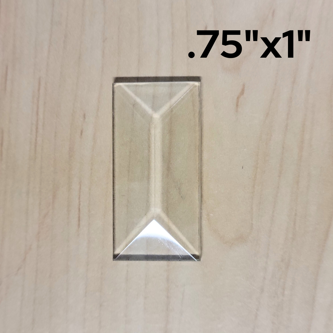 3/4"x1" Clear Bevel Rectangle (.75 inch x 1 inch) | 10 or 30 Pack