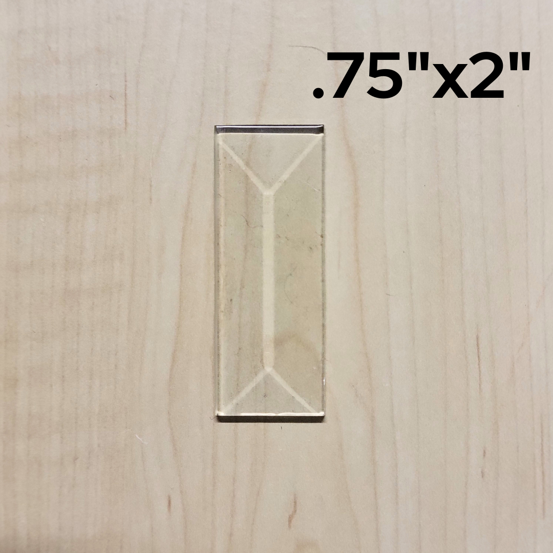 3/4"x2" Clear Bevel Rectangle (.75 inch x 2 inch) | 10 or 30 Pack