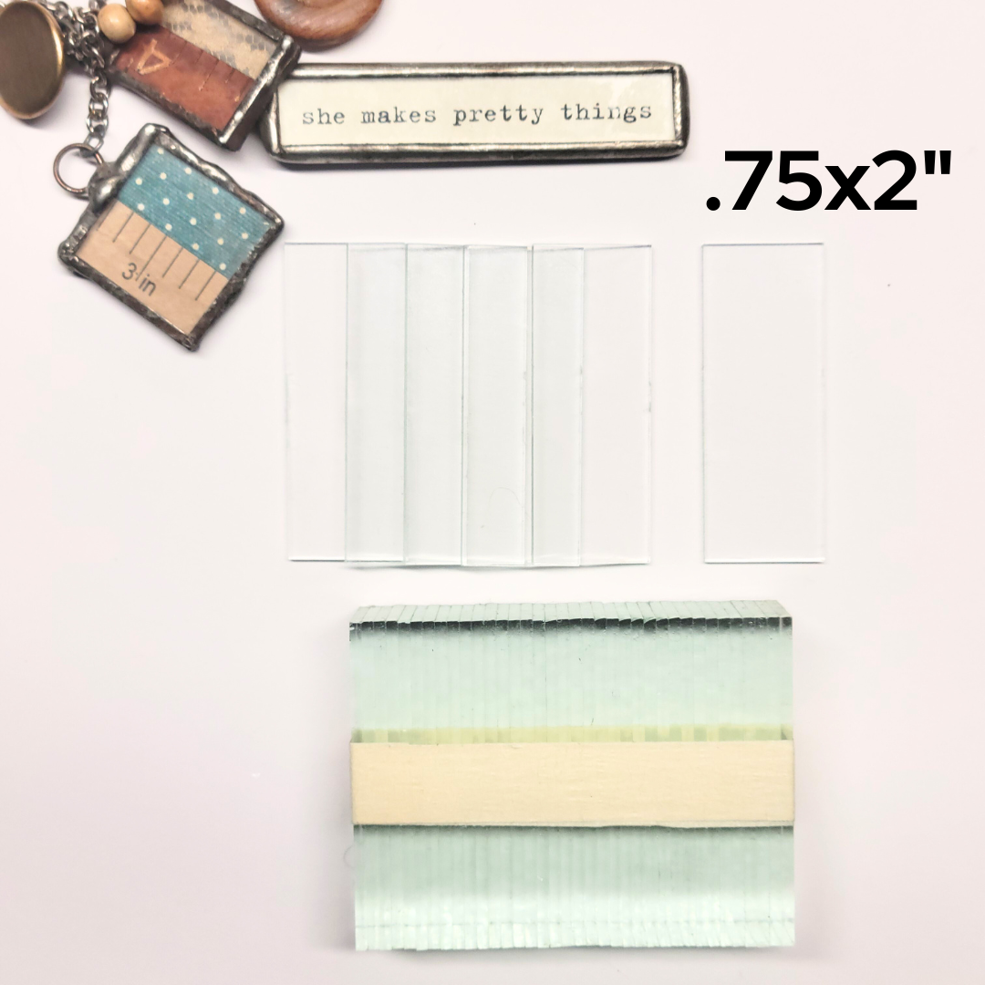 3/4"x2" Rectangles Clear Flat Glass (.75 x 2 inch) | 10/30/100 Packs