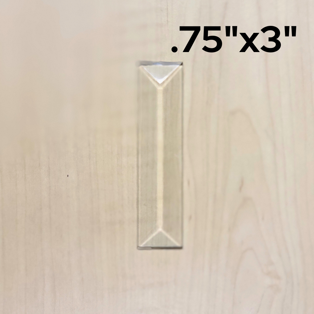 3/4"x3" Clear Bevel Rectangle (.75 inch x 3 inch) | 10 or 30 Pack