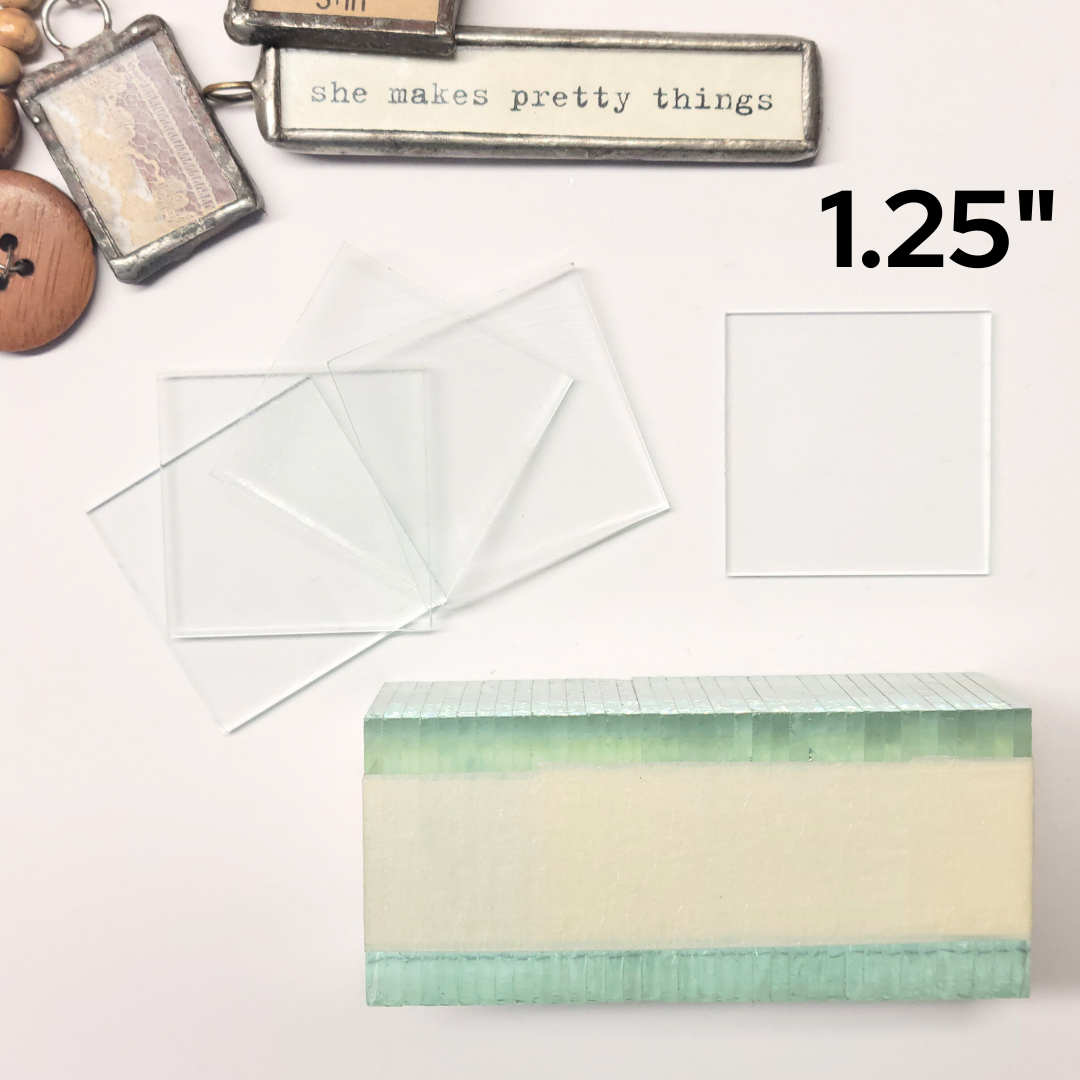 1 1/4" Square Clear Flat Glass (1.25 inch) | 10/30/100 Packs