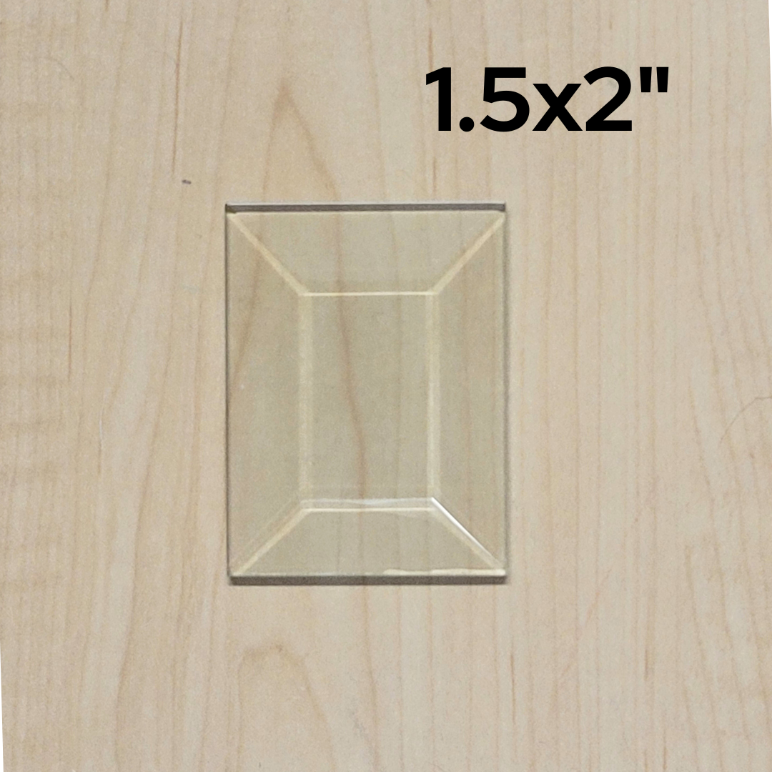 1 1/2"x2" Clear Bevel Rectangle (1-1/2 inch x 2 inch) | 10 or 30 Pack