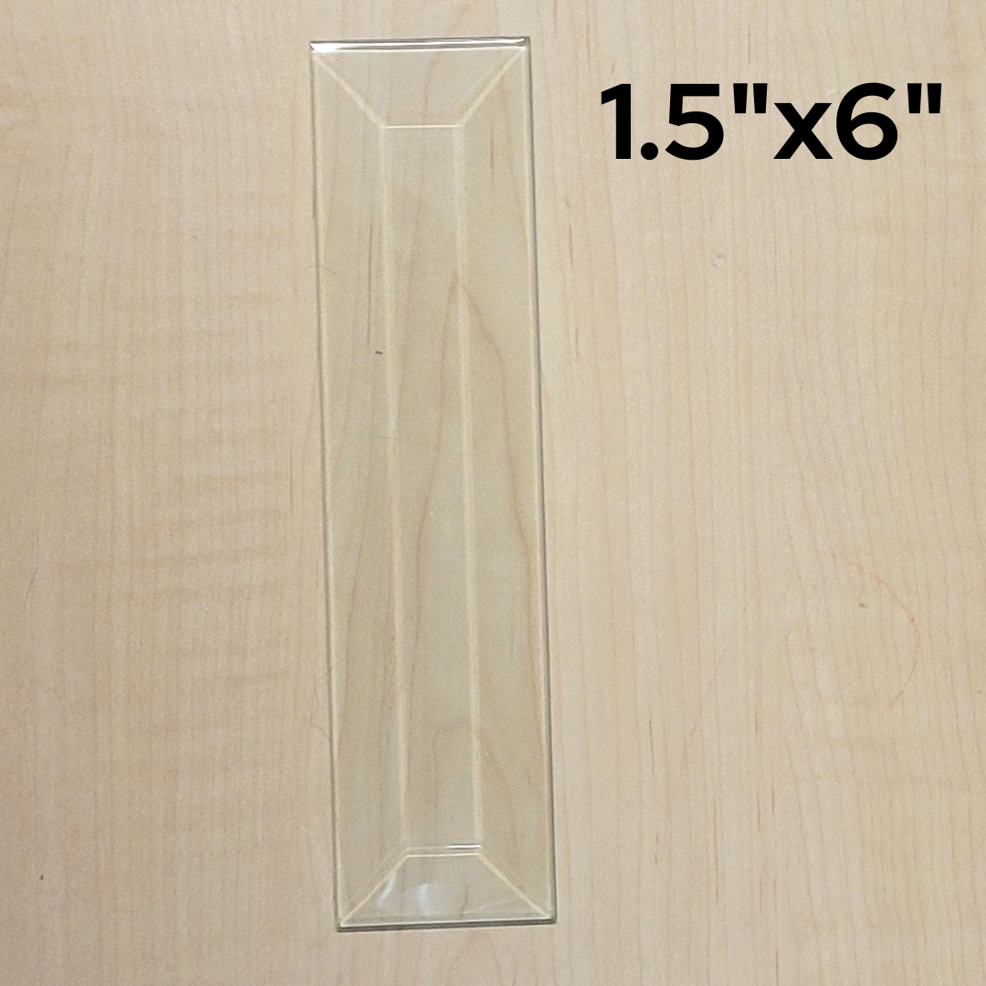 1 1/2"x6" Clear Bevel Rectangle (1-1/2 inch x 6 inch) | 10 or 30 Pack