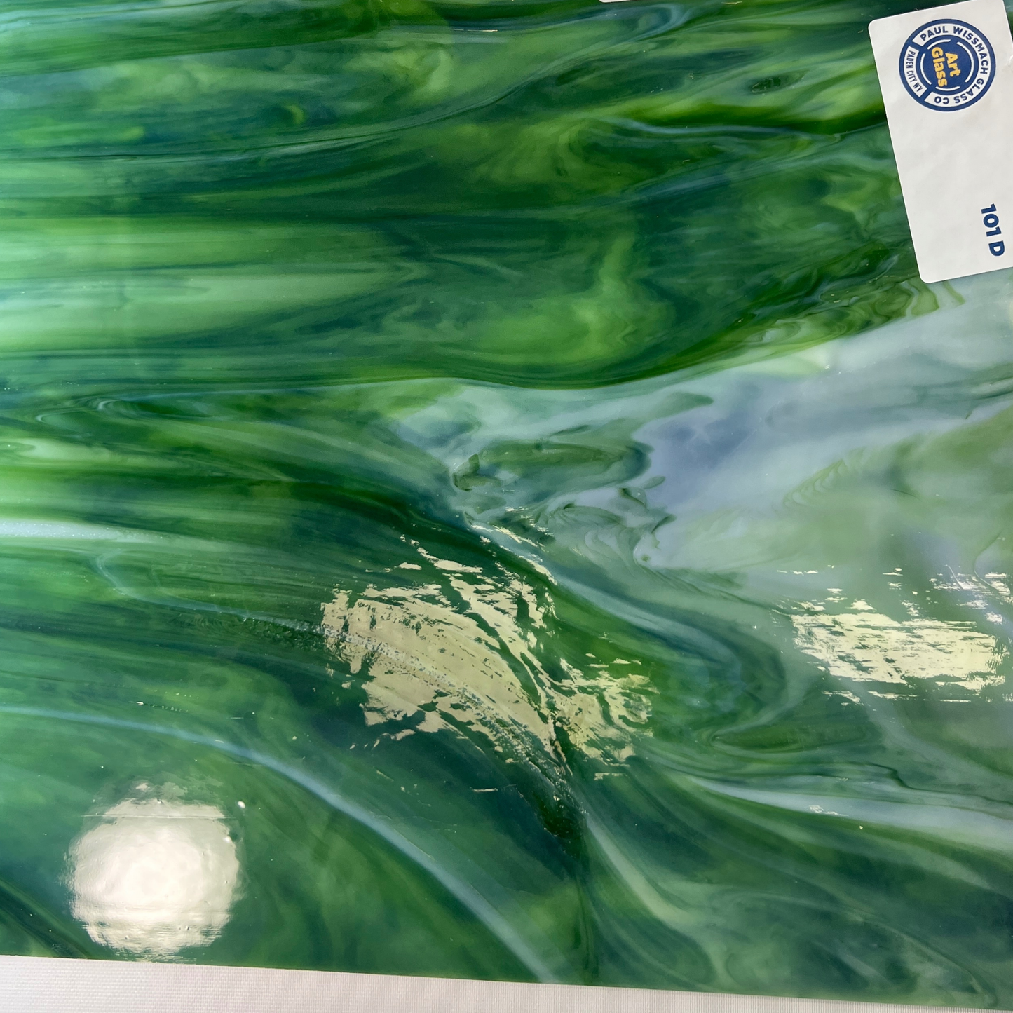 Fern - Dark Green Opal Wispy Stained Glass – Wissmach - 2 Sheets