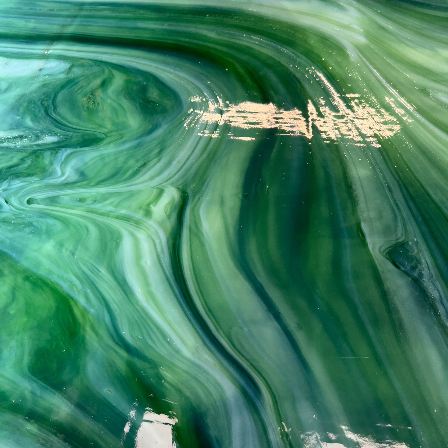 Fern - Dark Green Opal Wispy Stained Glass – Wissmach - 2 Sheets