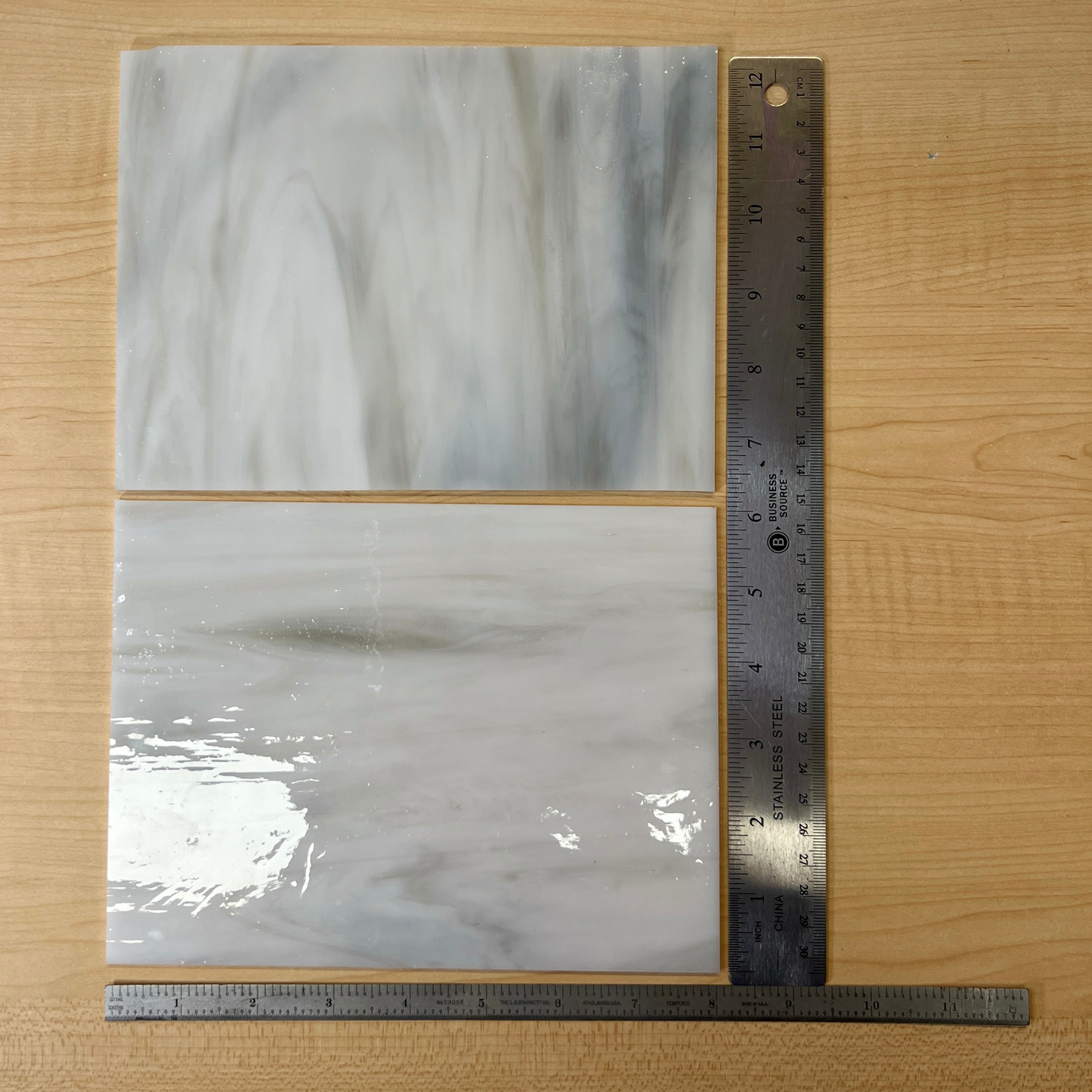 Moon Opal with Gray Wispy Stained Glass – Wissmach - 2 Sheets