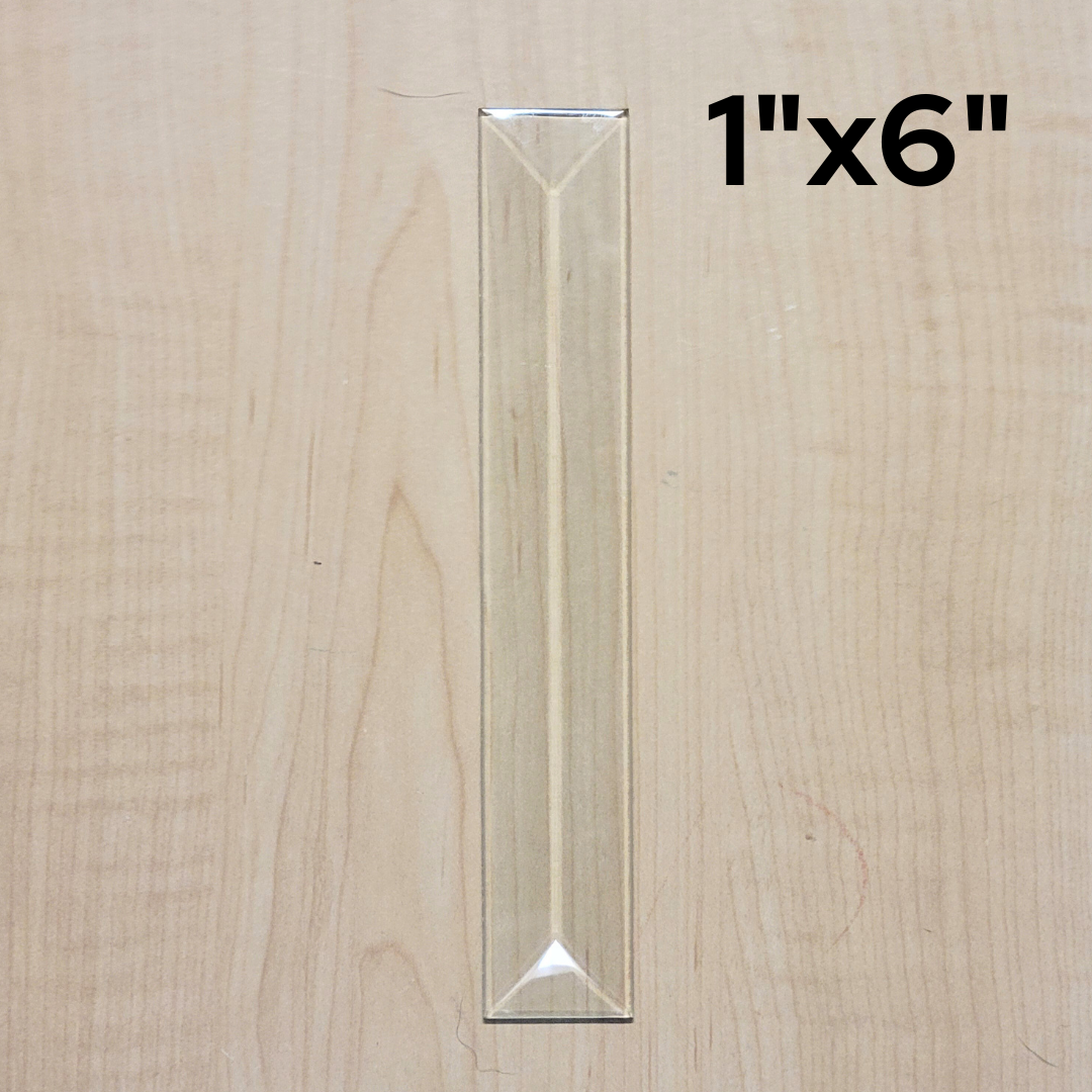 1"x6" Clear Bevel Rectangle (1 inch x 6 inch) | 10 or 30 Pack