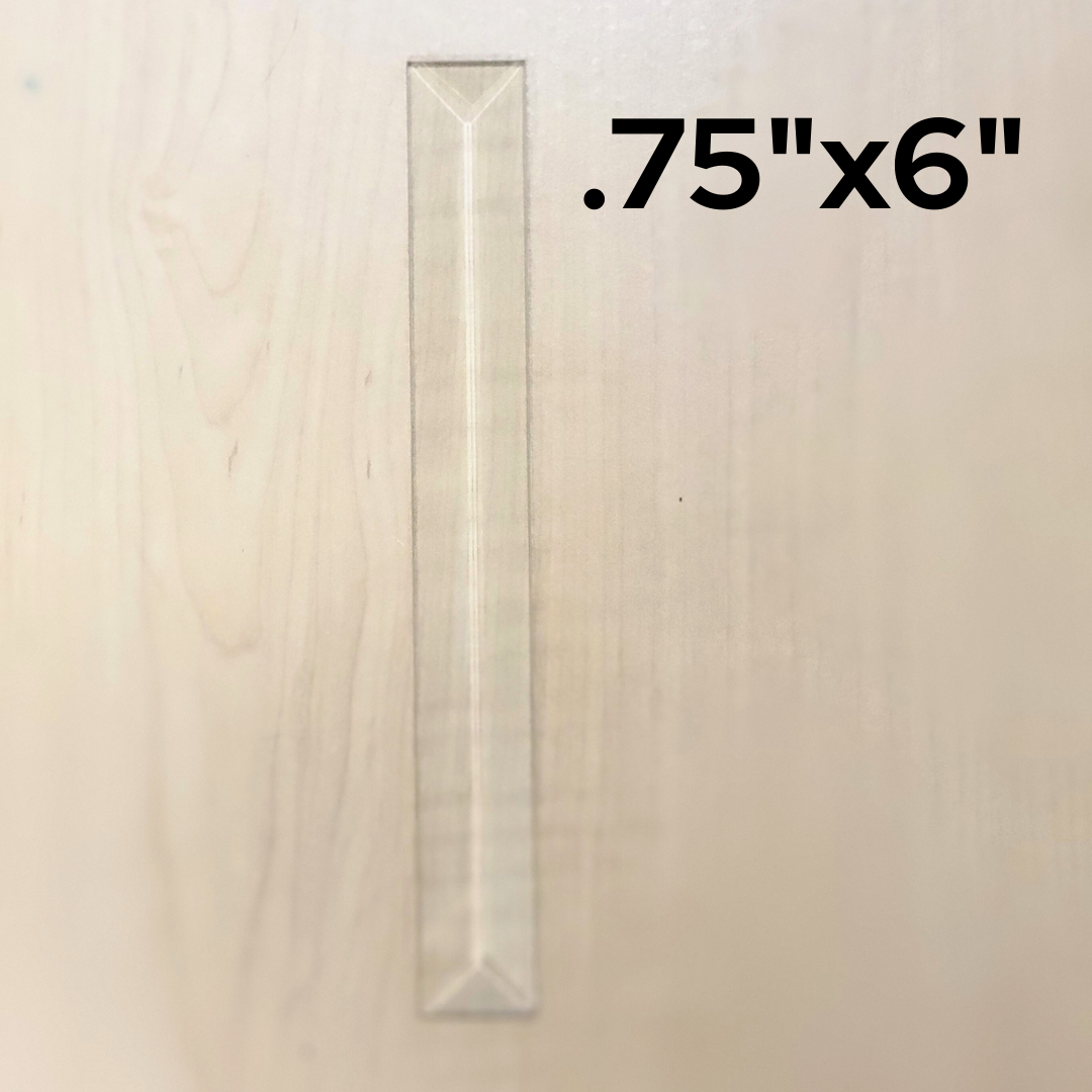 3/4" x 6" Clear Bevel Rectangle (.75 inch x 6 inch) | 10 or 30 Pack