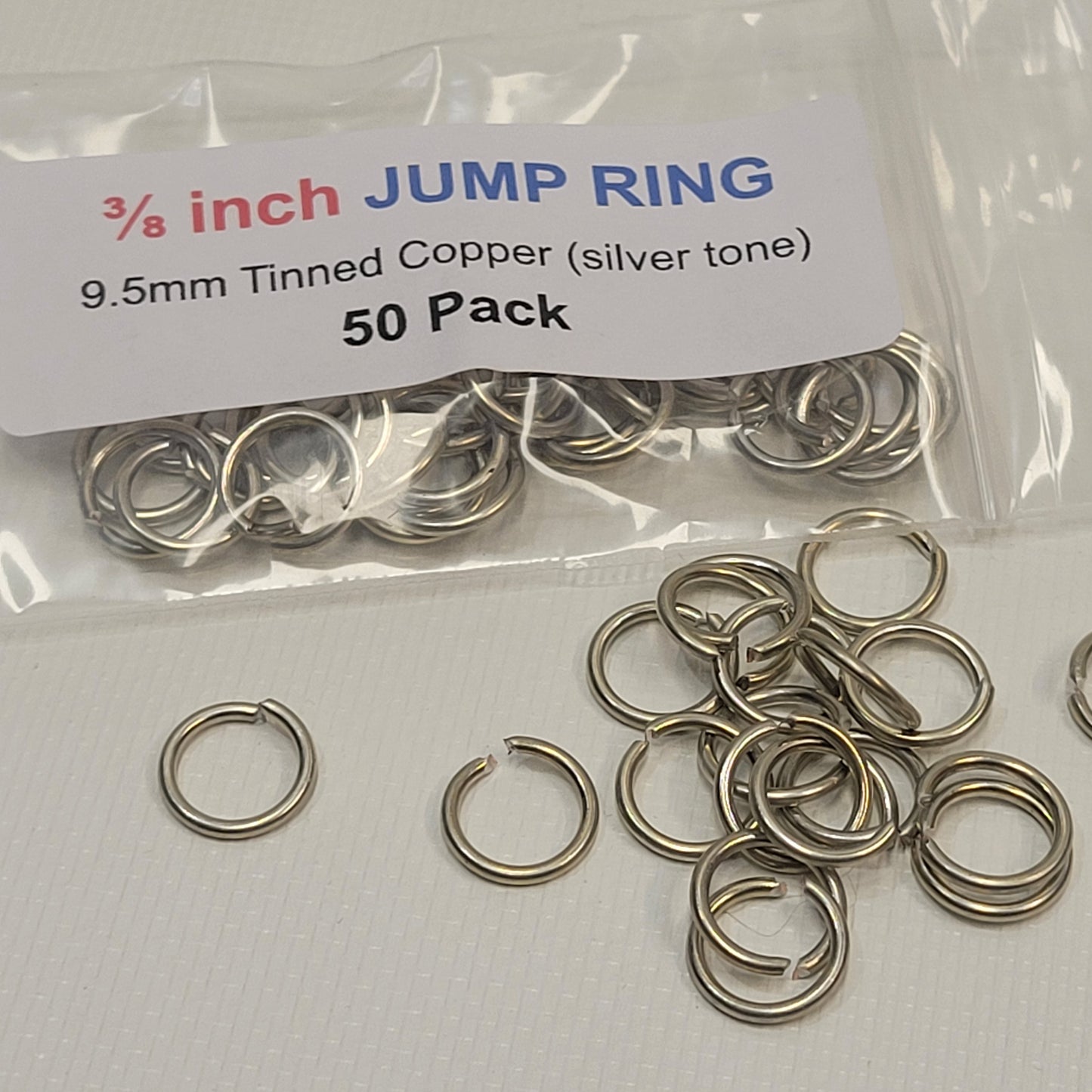 3/8" Jump Rings – 16g Tinned Solid Copper | 50 Pack