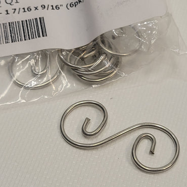 1 7/16" x 9/16" Metal Curly Q's Set | 6 Pack