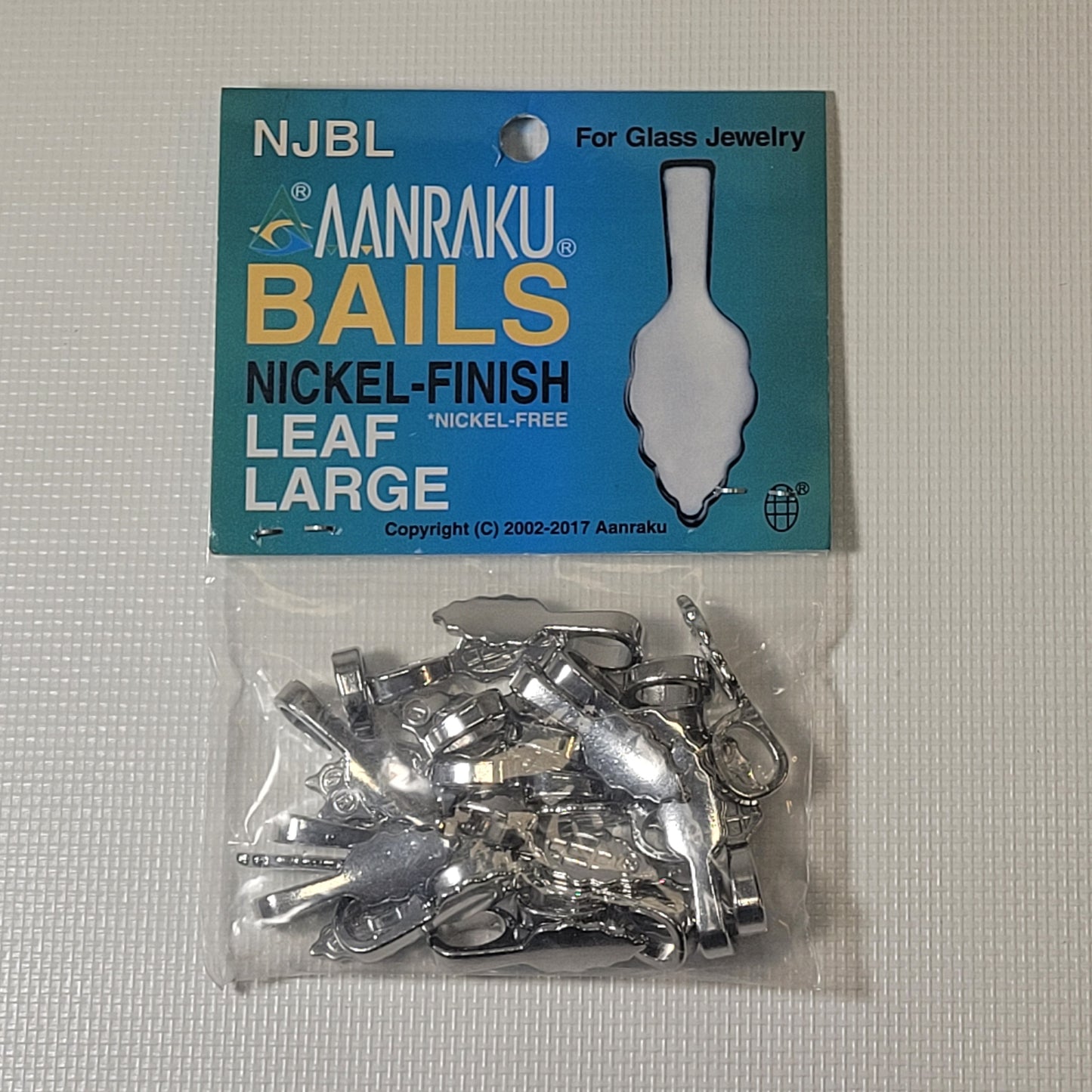 Leaf Shaped AANRAKU Nickel-Plated Jewelry Bails (10 x 25mm) | 25 Pack
