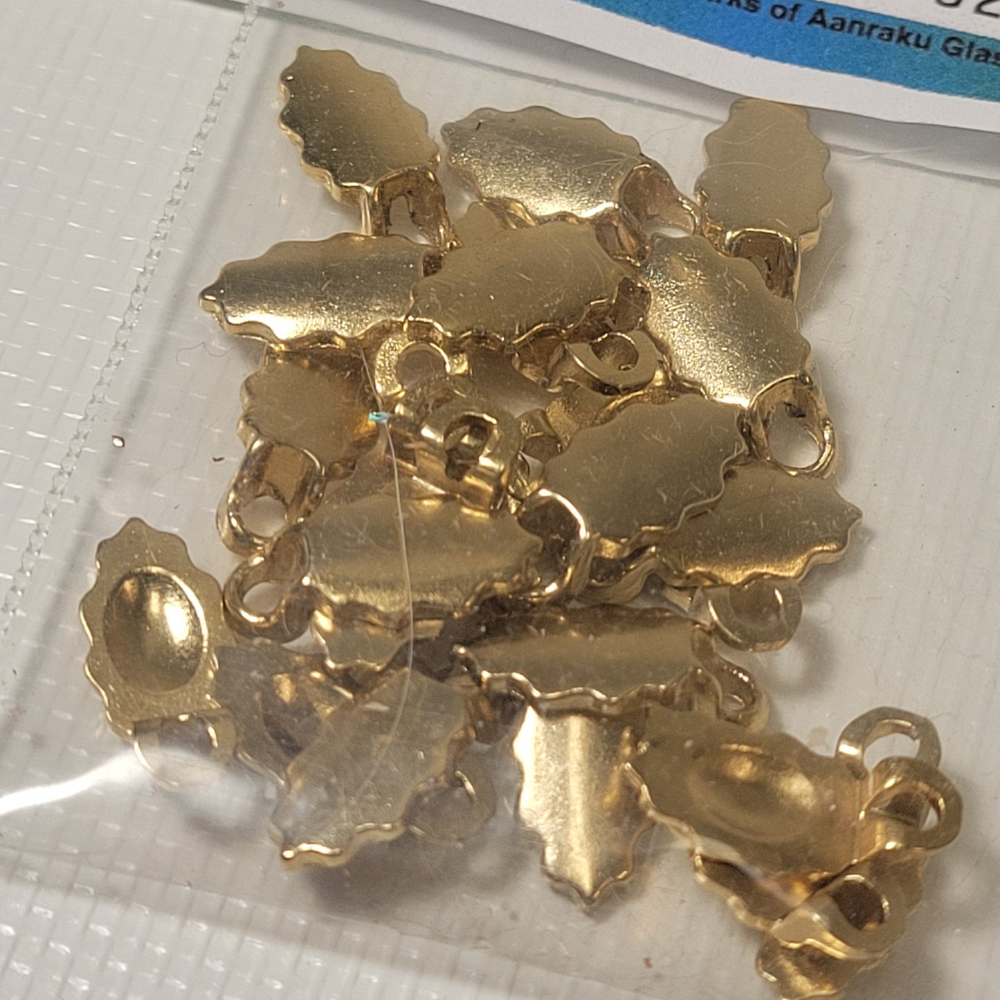 Leaf Shape AANRAKU 18K Gold Plated Earring Bails (6x15mm) | 12 Pairs