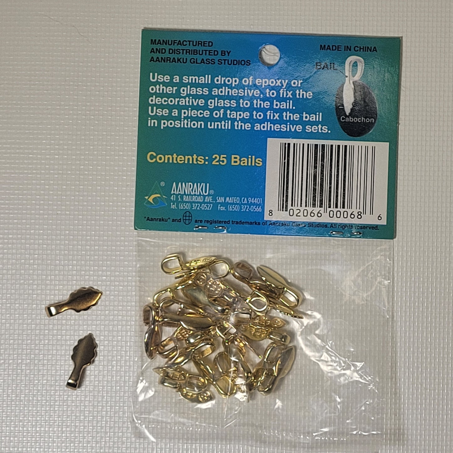 Leaf Shaped AANRAKU 18K Gold Plated Jewelry Bails (6x15mm) | 25 Pack