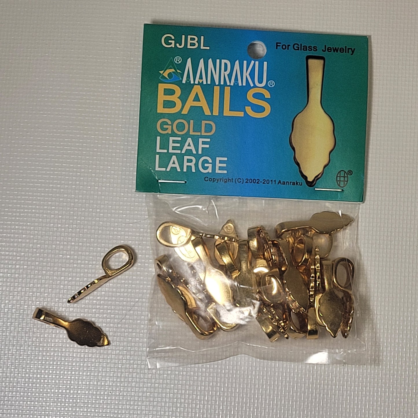 Leaf Shape AANRAKU 18K Gold Plated Jewelry Bails (10x25mm) | 25 Pack