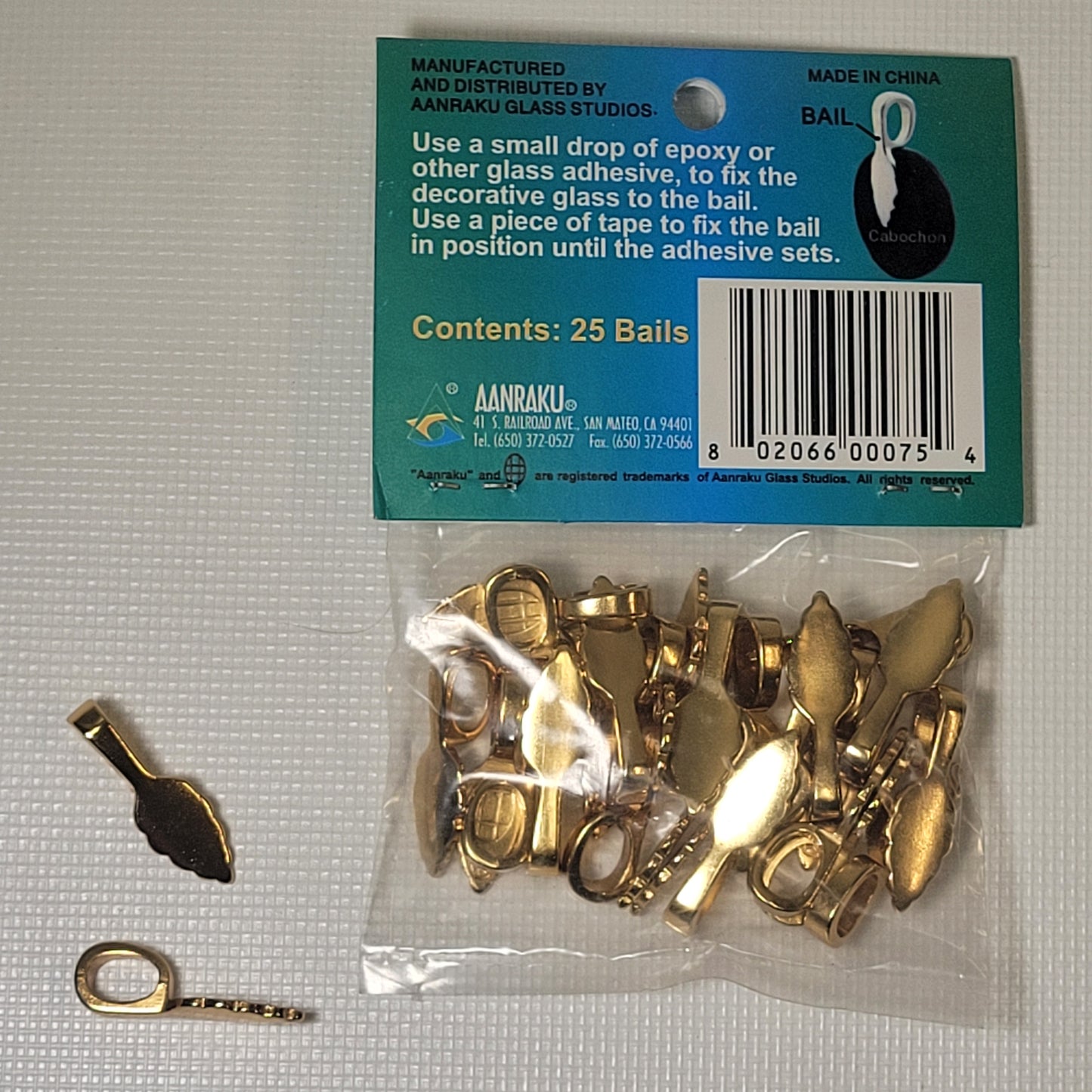 Leaf Shape AANRAKU 18K Gold Plated Jewelry Bails (10x25mm) | 25 Pack