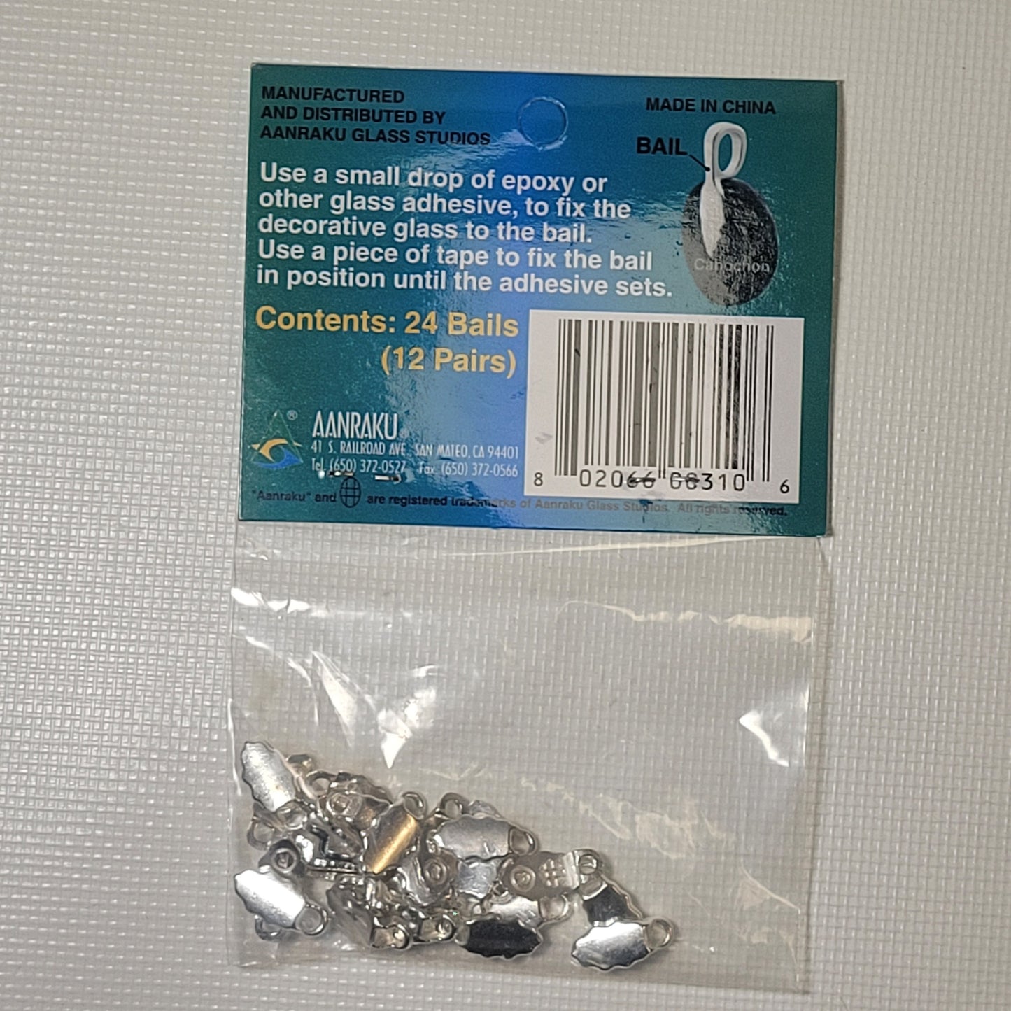 Leaf Shaped AANRAKU Silver Plated Earring Bails | 24 pack