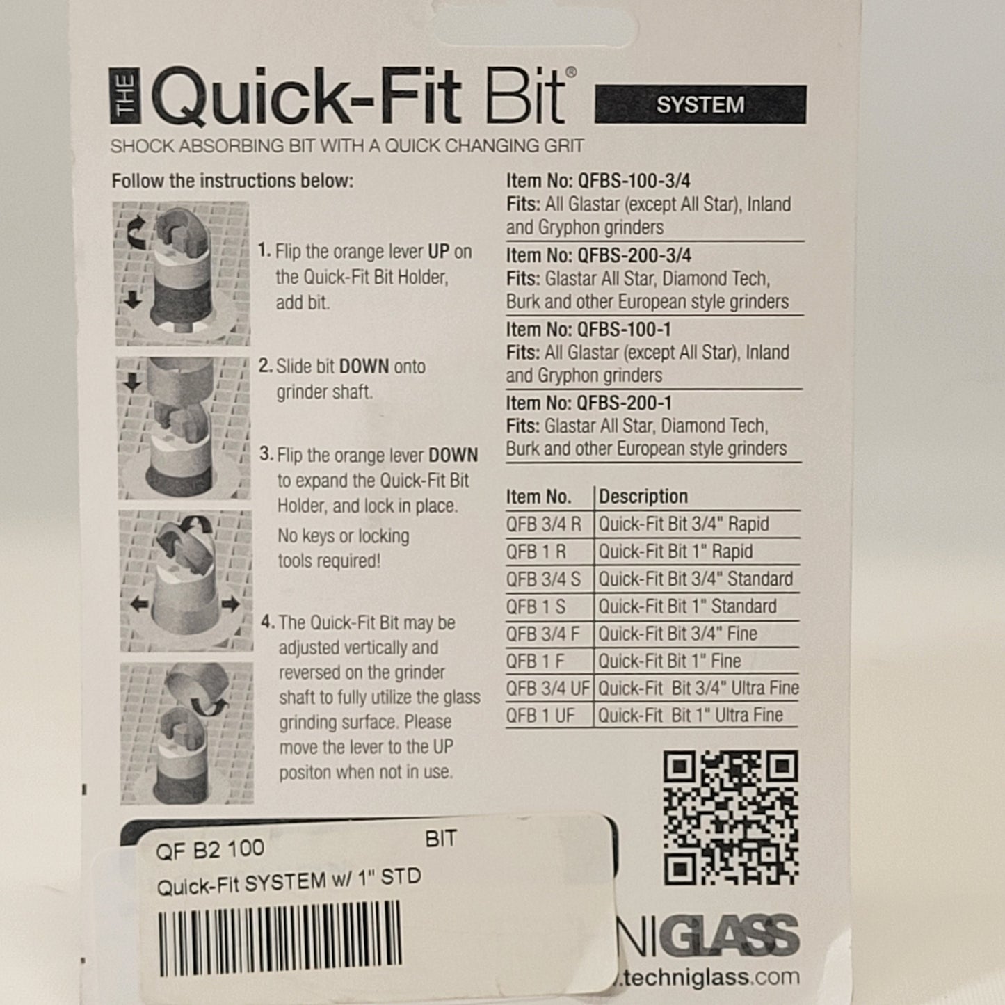 Quick-Fit 100 Series - 1" Grinder Bit