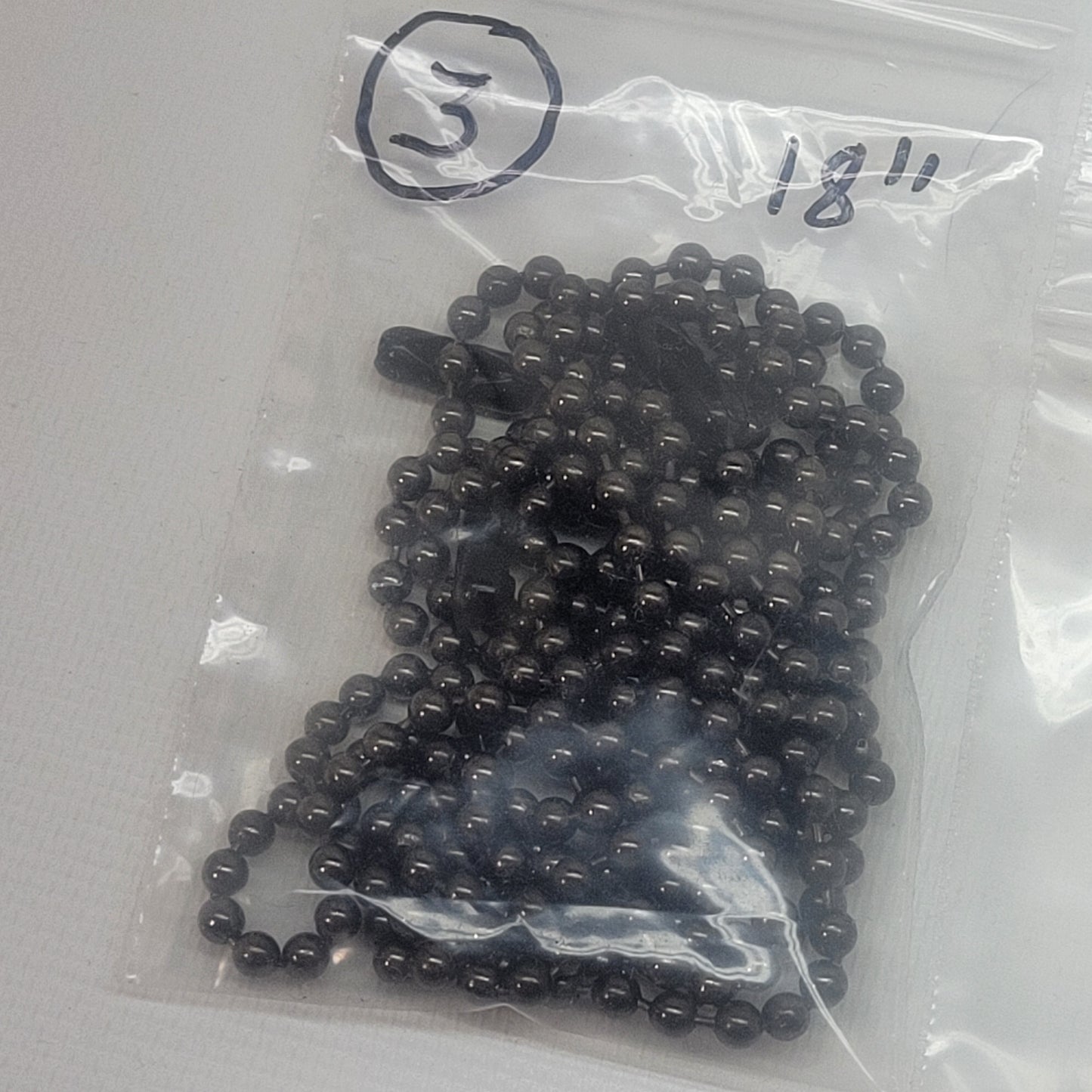 Black Ball Chain Set w/ Clasps (18 inch) | 3 Pack