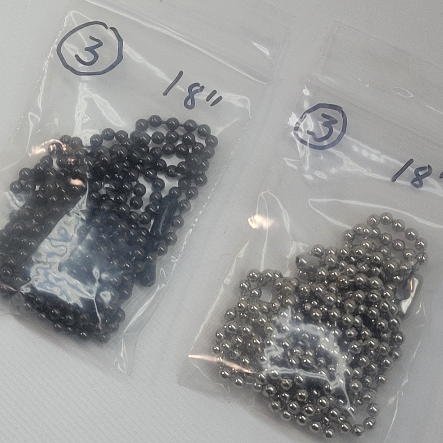 Black Ball Chain Set w/ Clasps (18 inch) | 3 Pack