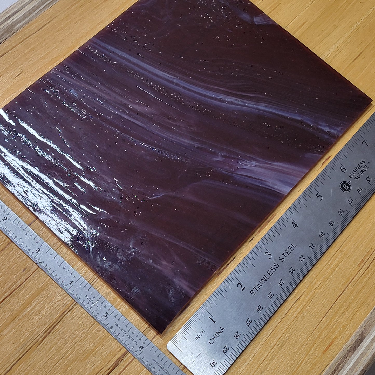 Dark Purple with Streaky Opal Stained Glass – Wissmach 2 Sheets (6"x8")