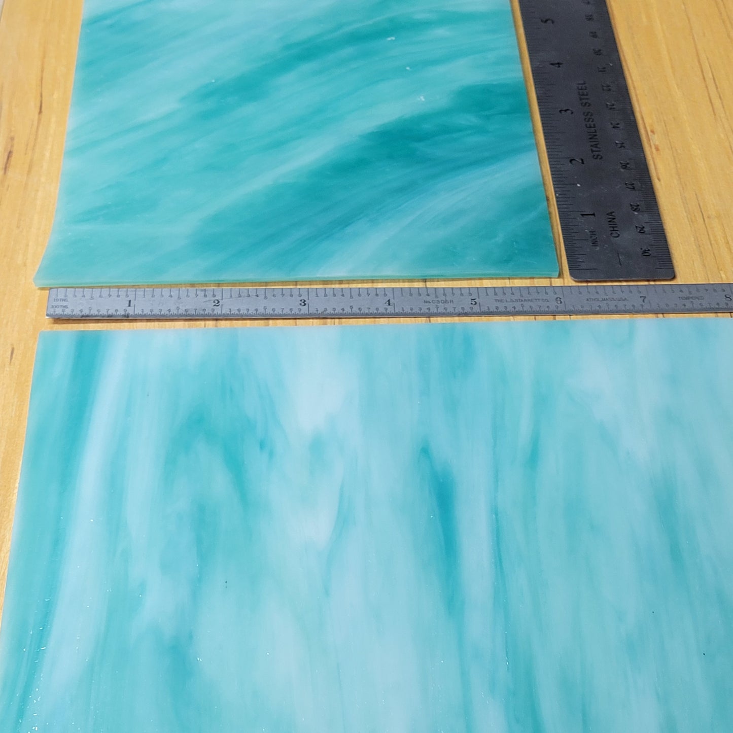 Sea Foam - Aqua Green Opal Wispy Stained Glass – Wissmach - 2 Sheets