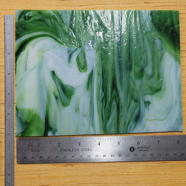 Fern - Dark Green Opal Wispy Stained Glass – Wissmach - 2 Sheets