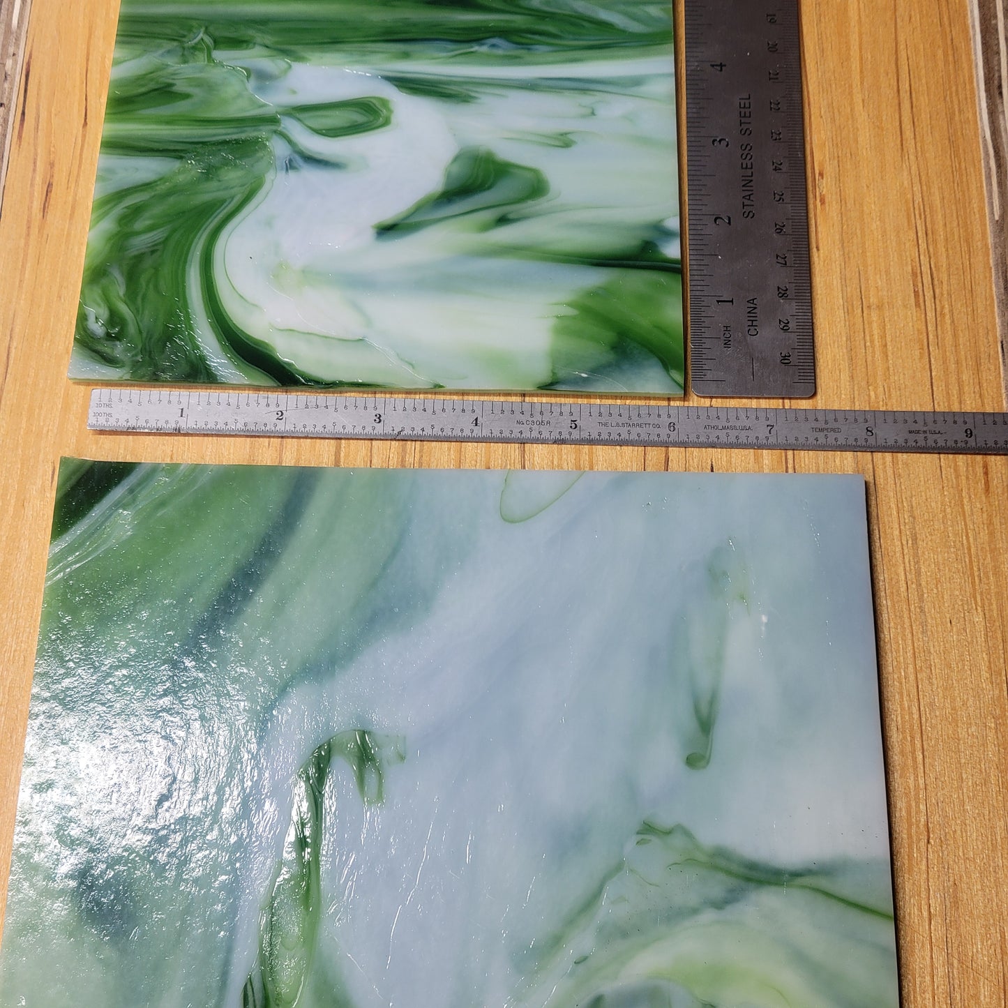 Fern - Dark Green Opal Wispy Stained Glass – Wissmach - 2 Sheets