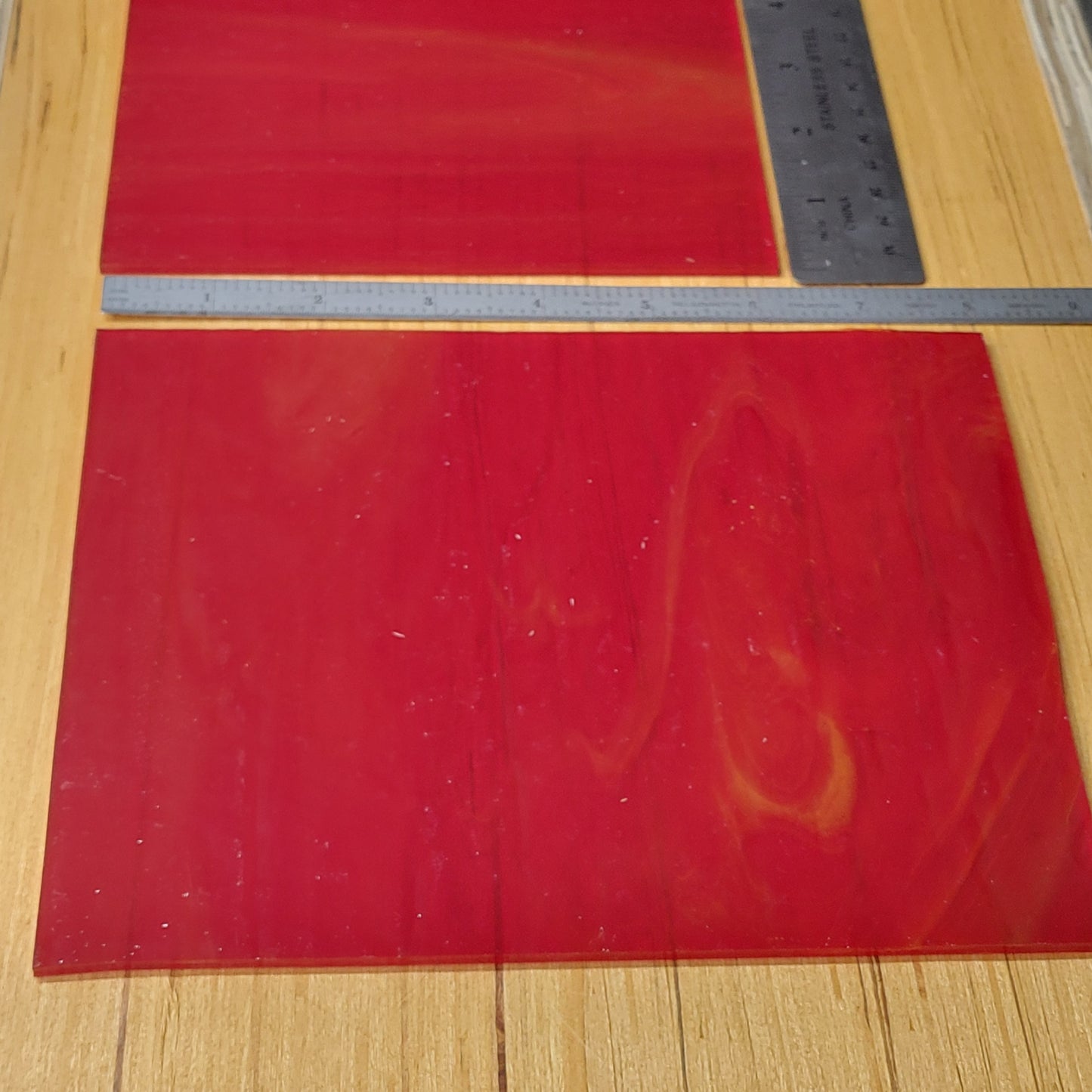 Red Wine - Dark Red Opal Wispy Stained Glass – Wissmach - 2 Sheets (6"x8")