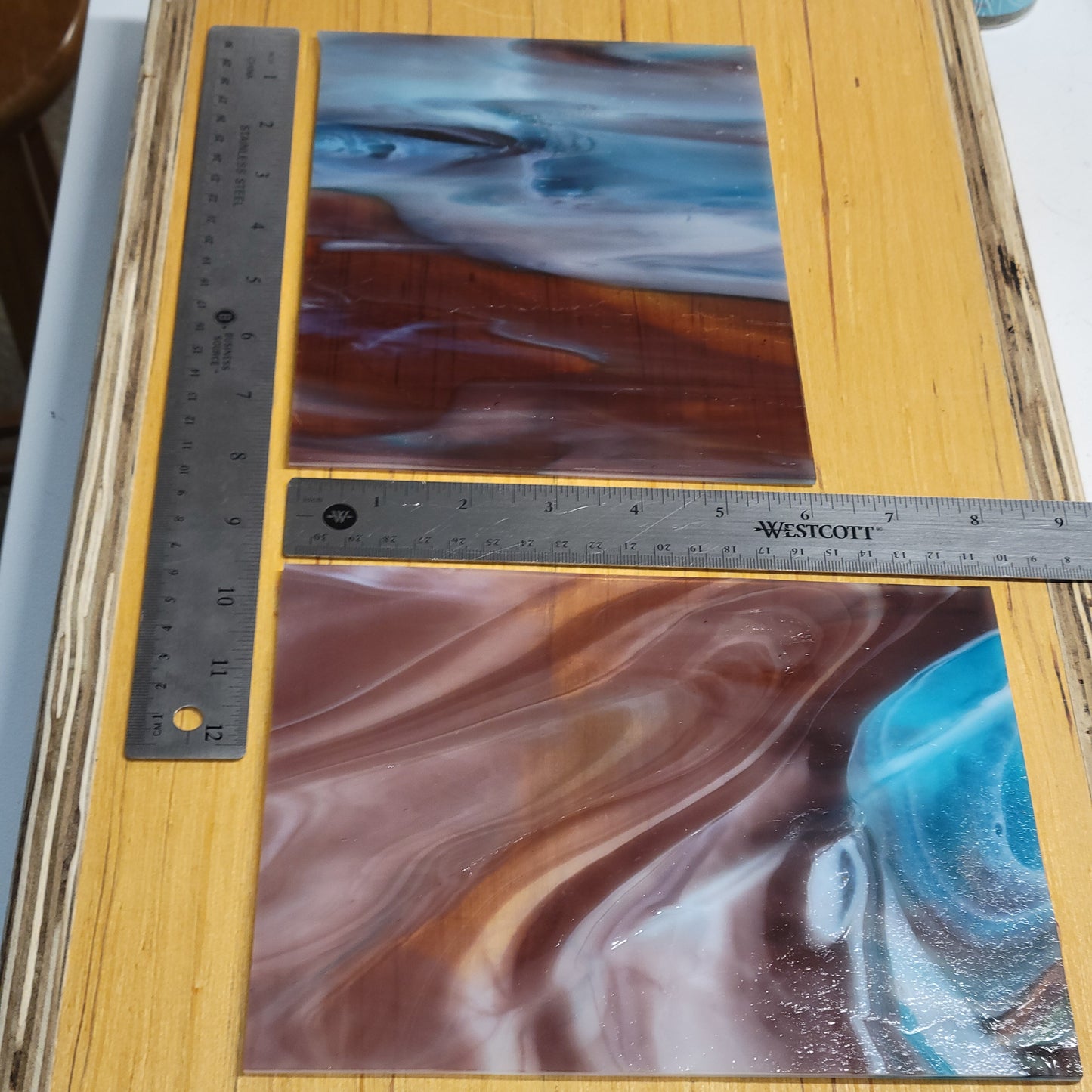 Nebula - Purple/Sky Blue/Opal Wisspy Stained Glass - 2 Sheets (6"x8")