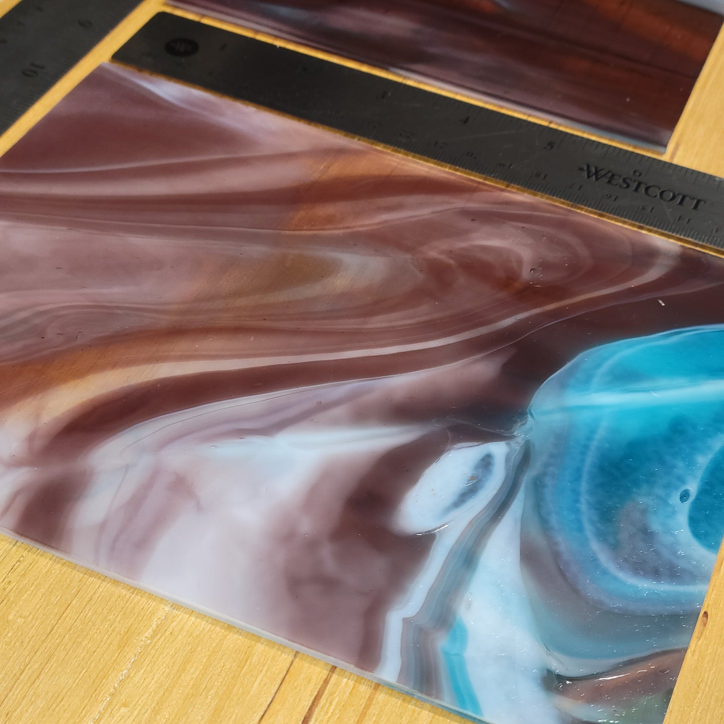 Nebula - Purple/Sky Blue/Opal Wisspy Stained Glass - 2 Sheets (6"x8")