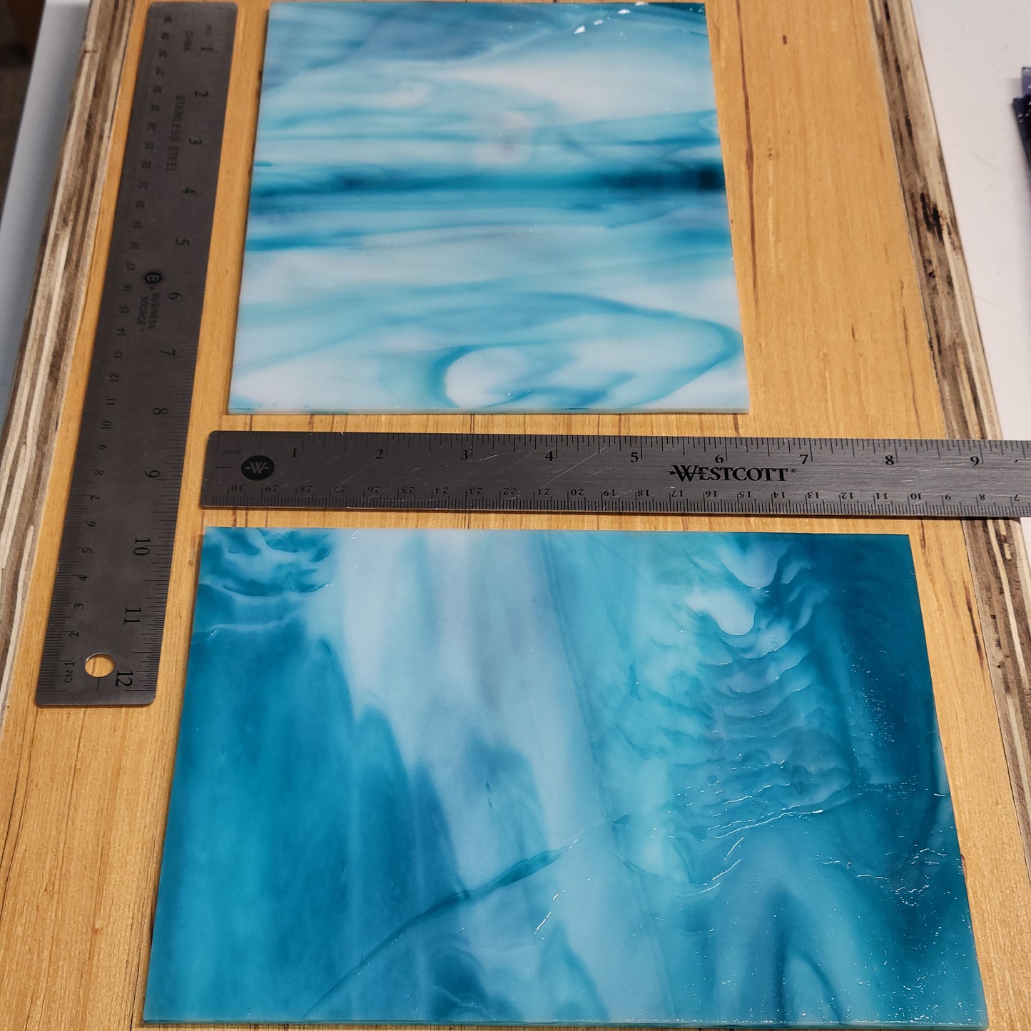 Cornflower Sky Blue/Opal Wissmach Stained Glass - 2 Sheets (6"x8")