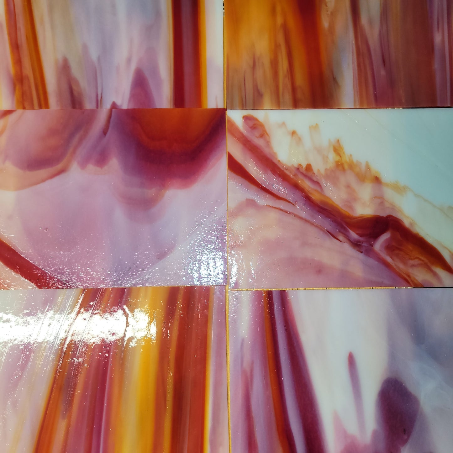 Sunrise Orange (Selenium Orange / Opal Dense) Stained Glass - 2 Sheets (6"x8")