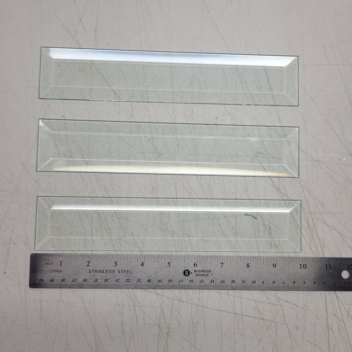 CLEARANCE – 2" x 10" Beveled Glass Rectangles (3 Pack)