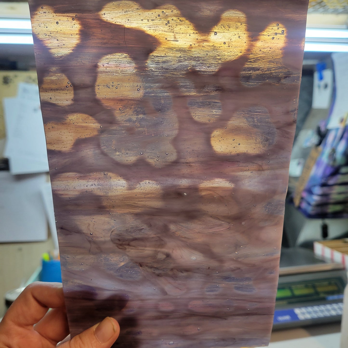 Neo Mix Pink Purple Streaky Wissmach Stained Glass - 2 Sheets (5"x9")