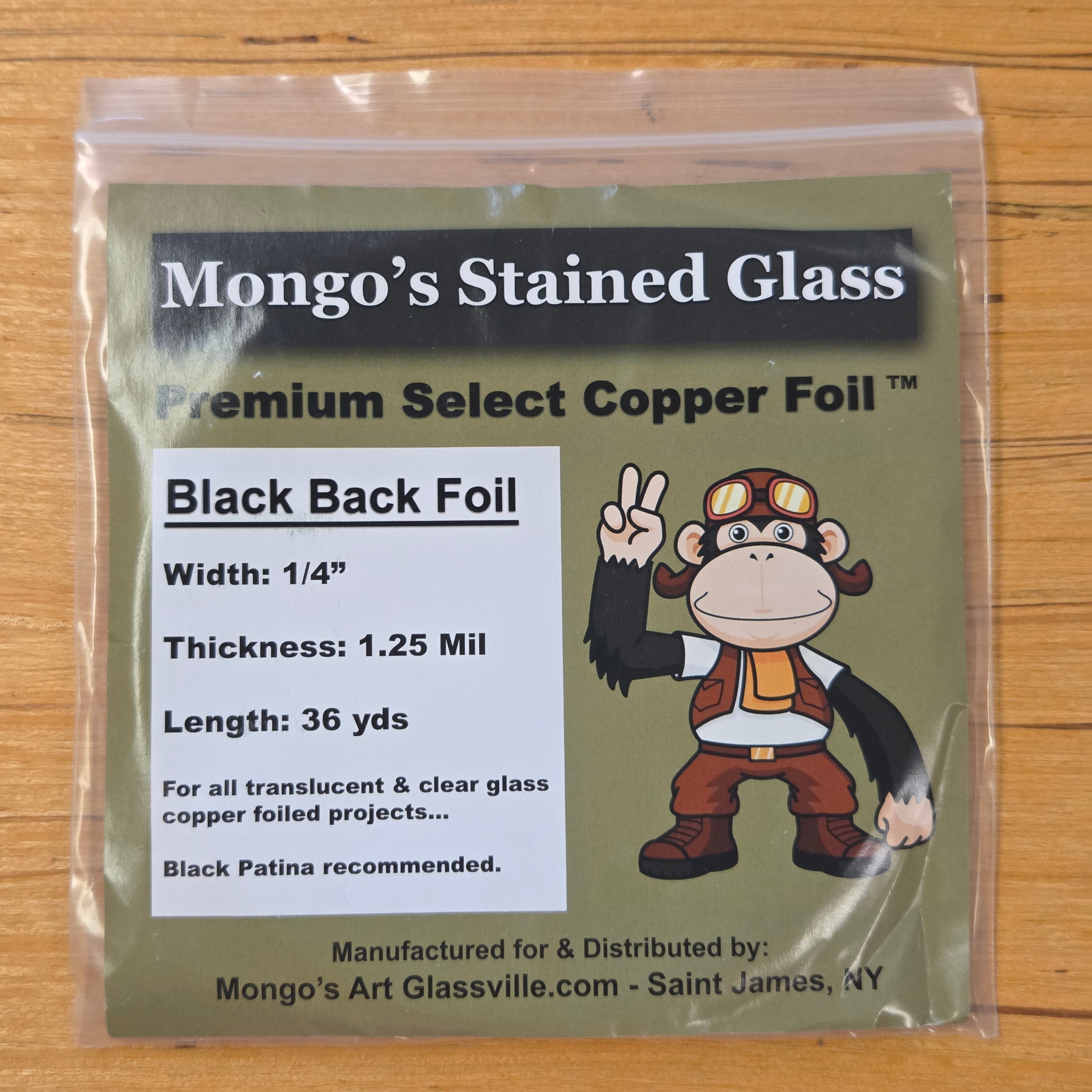 1/4" Mongo's Black Back Copper Foil Tape (36 Yards)