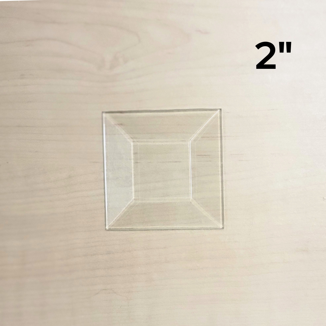 2" Clear Bevel Square (2 inch) | 10 or 30 Pack