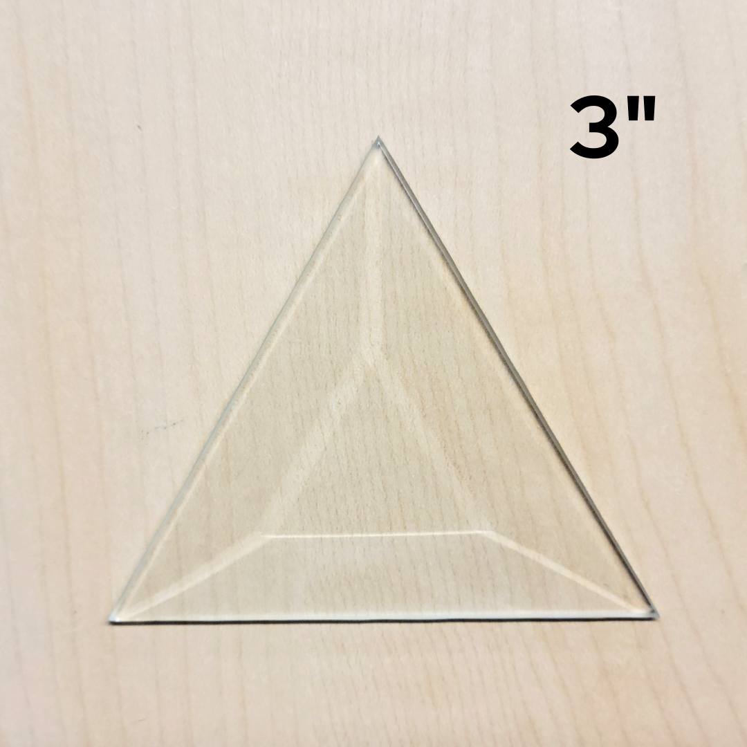 3" Clear Bevel Triangle (3 inch) | 10 or 30 Pack
