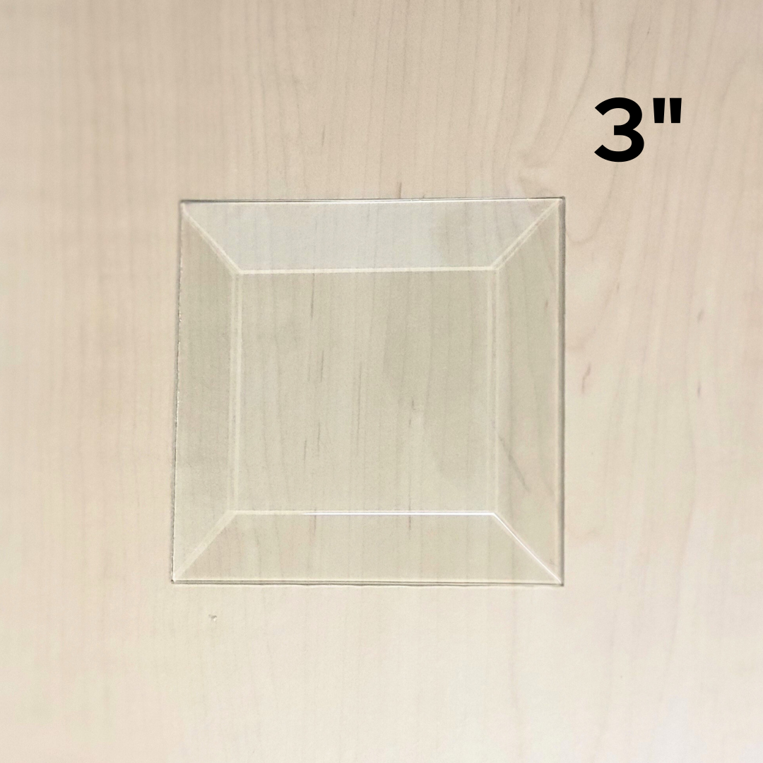 3" Clear Bevel Square (3 inch) | 4/10/30 Packs