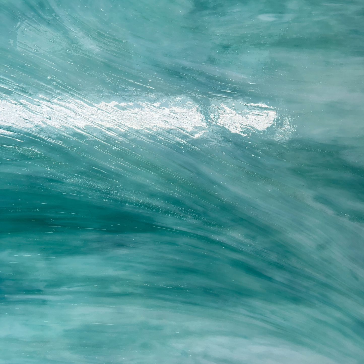 Sea Foam - Aqua Green Opal Wispy Stained Glass – Wissmach - 2 Sheets