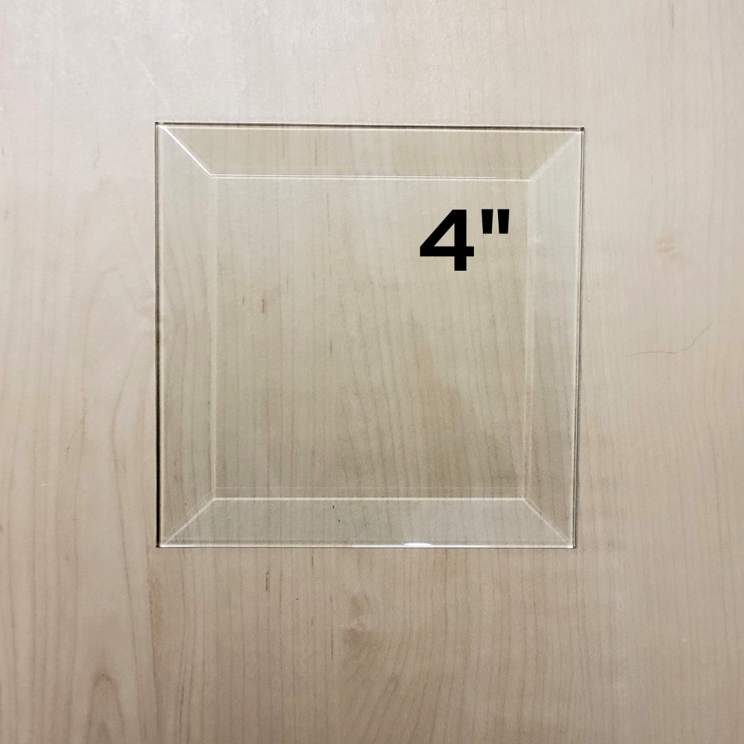 4" Clear Bevel Glass Square (4 inch) | 10/30 Packs
