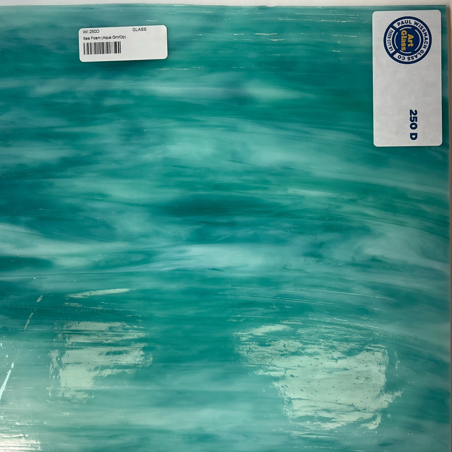 Sea Foam - Aqua Green Opal Wispy Stained Glass – Wissmach - 2 Sheets