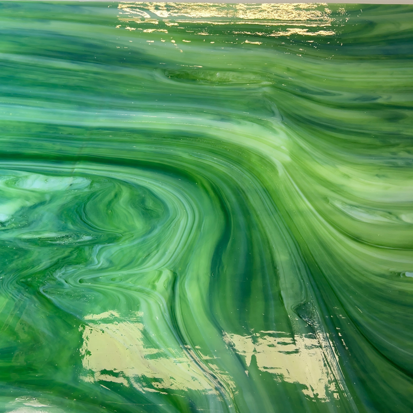 Fern - Dark Green Opal Wispy Stained Glass – Wissmach - 2 Sheets