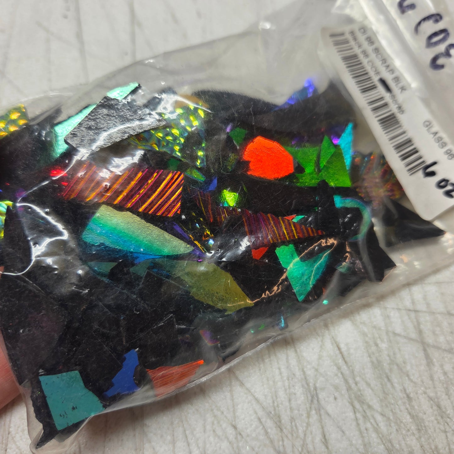 96 COE Dichroic Glass Scrap Clearance Mix | Damaged Shipment 6 oz Dichro on Clear + 6 oz Dichro on Black