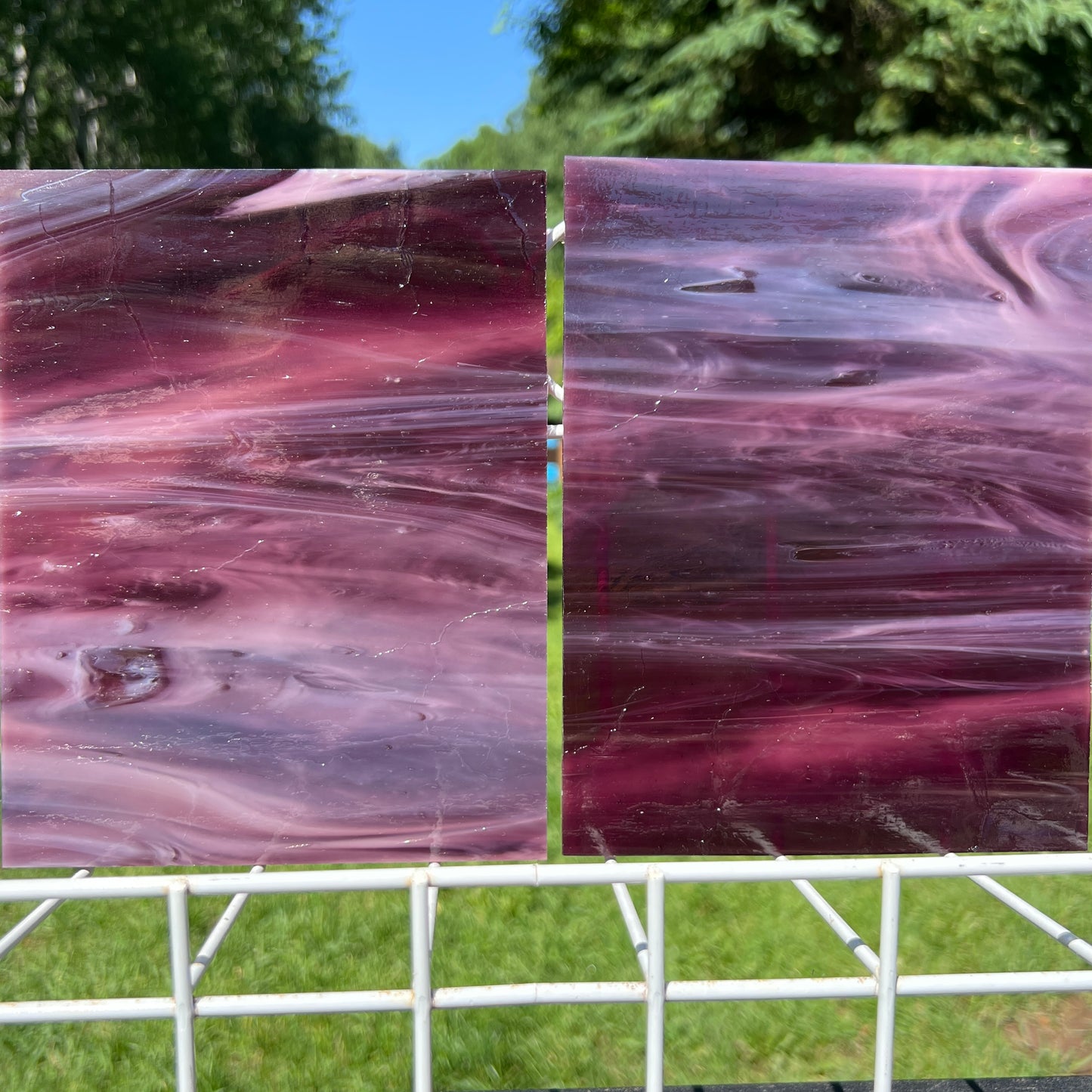 Dark Purple with Streaky Opal Stained Glass – Wissmach 2 Sheets (6"x8")