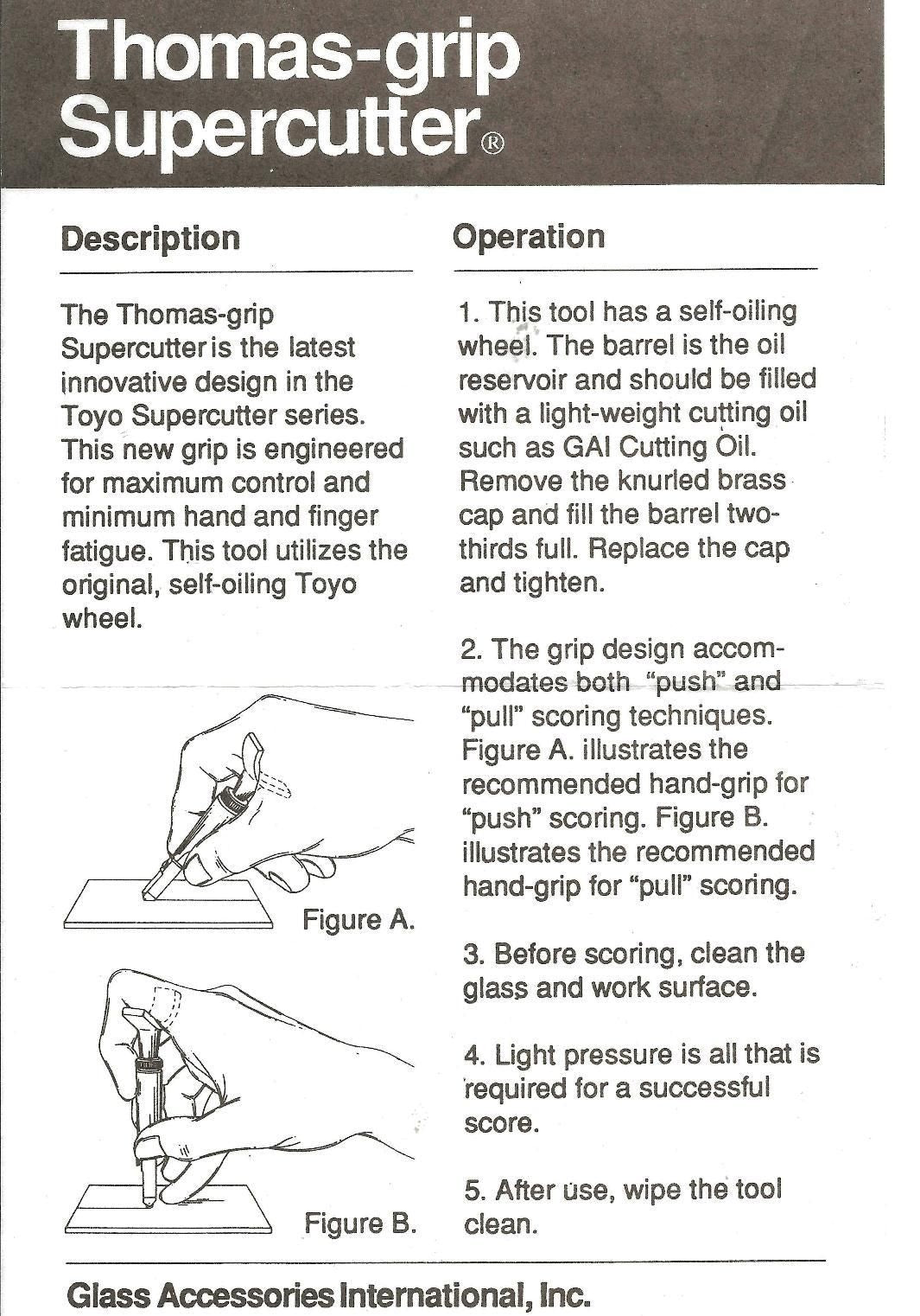 Toyo Thomas Grip Supercutter - Glass Cutter