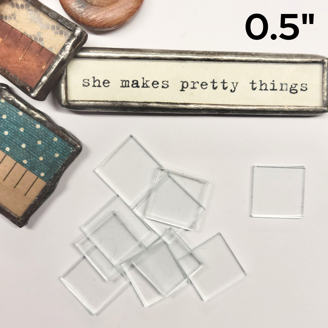 1/2" Square Clear Flat Glass (.5 inch) Pack of 30