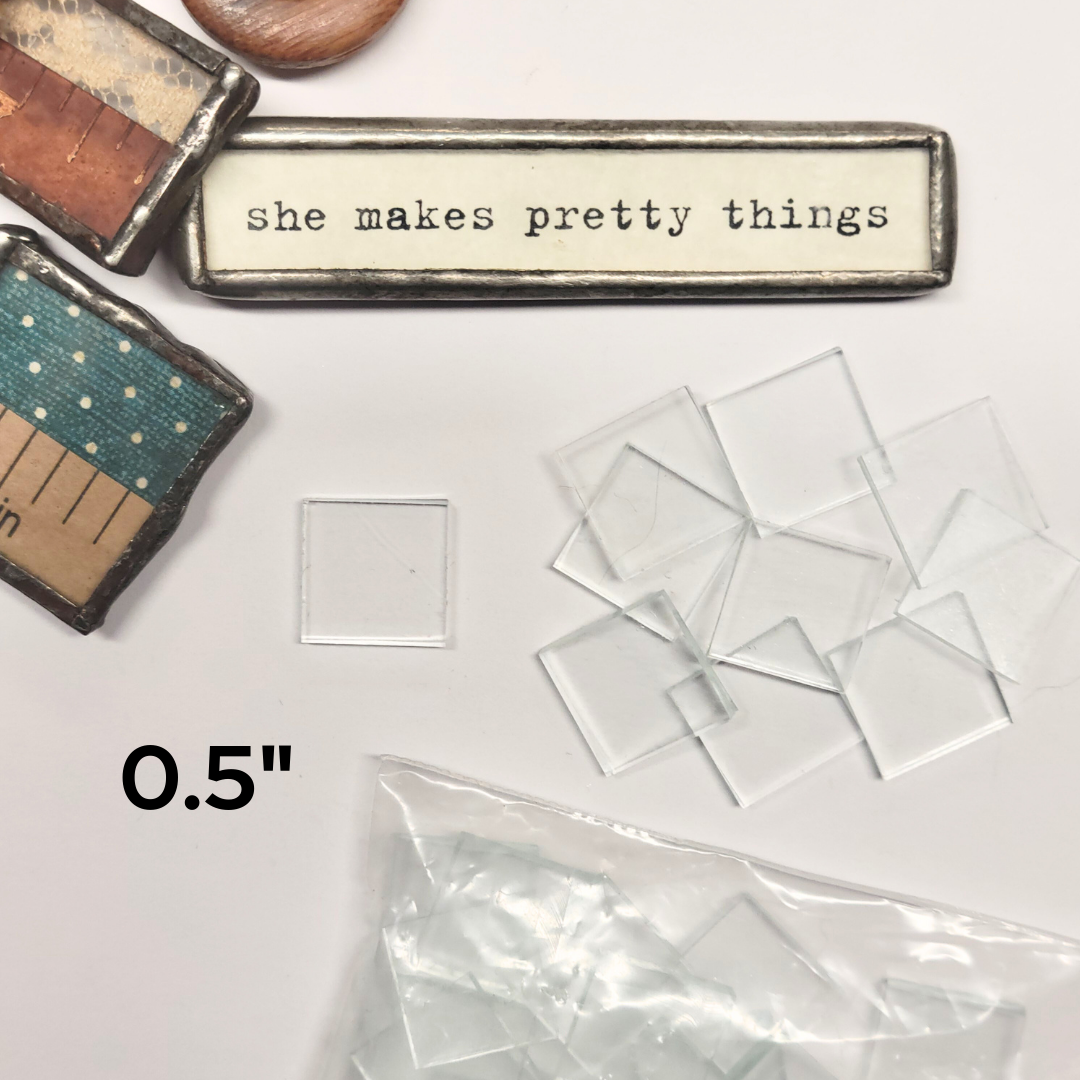 1/2" Square Clear Flat Glass (.5 inch) Pack of 30