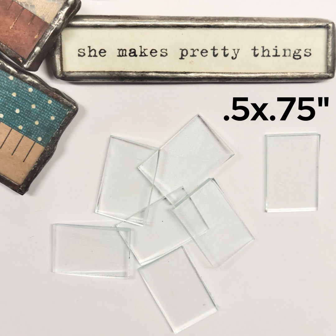 1/2"x3/4" Rectangles Clear Flat Glass (.5 inch x 3/4 inch) | 30 Pack