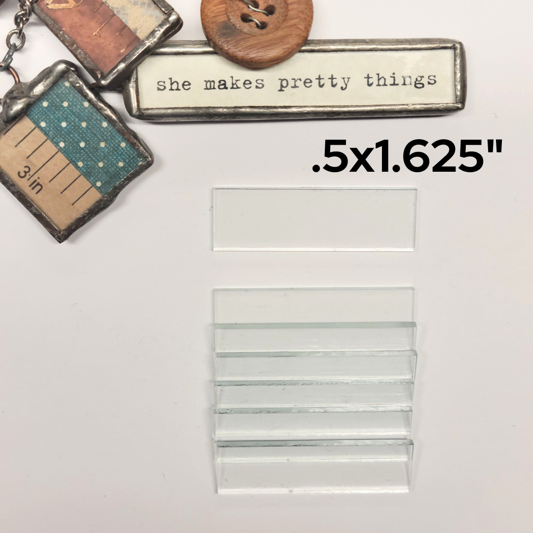 1/2" x 1-5/8" Rectangles Clear Flat Glass (.5 x 1.625 inch) | 10/30/100 Packs